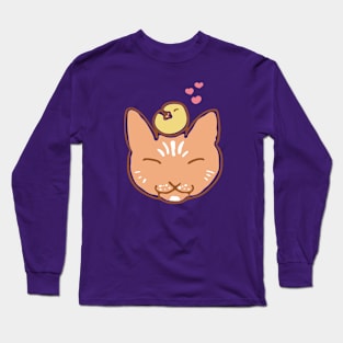 Pussy Cat and Yellow Chick in Love Long Sleeve T-Shirt